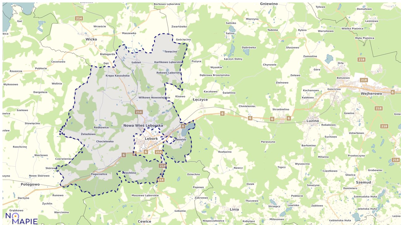 Mapa obszarów ochrony przyrody Nowej Wsi Lęborskiej